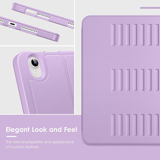 VIKESI Case for iPad iPad mini 7 (A17 Pro) and iPad mini 6Multiple Angles Magnetic Stand CoverShockproof Soft BackPencil Holderand Auto Sleep/WakeLilac