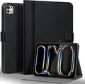 Gexmil Leather Case for iPad Pro 11 Inch (M5/M4) 2025/2024 with Magnetic Closure Adjustable StandProtective Shockproof Leather Smart Folio Cover Auto Sleep/Wake Anti-SlipCross-Hatched Black
