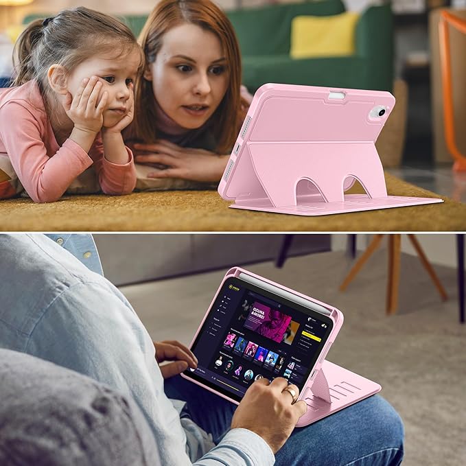 VIKESI Case for iPad iPad mini 7 (A17 Pro) and iPad mini 6Multiple Angles Magnetic Stand CoverShockproof Soft BackPencil Holderand Auto Sleep/WakePink