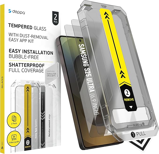 Deppa |2-Pack| Screen Protector for Samsung Galaxy S25 Ultra (6.9) Tempered Glass | Fingerprint Unlock | Full Coverage | Case Compatible | Bubble Free Easy Install Kit