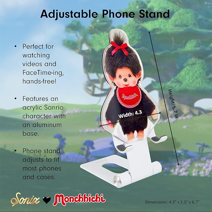 Sonix x Monchhichi Character Phone Stand | Adjustable Cell Phone Holder Desk Stand Dock | Monchhichi Girl