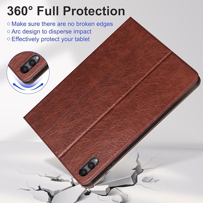 Leather Case for Samsung Galaxy Tab S11 Ultra 2025 14.6-InchModel SM-X930 / SM-X936BPremium Leather Protective Cover with S Pen HolderAuto Sleep/WakeMulti-Angle ViewingRed Brown