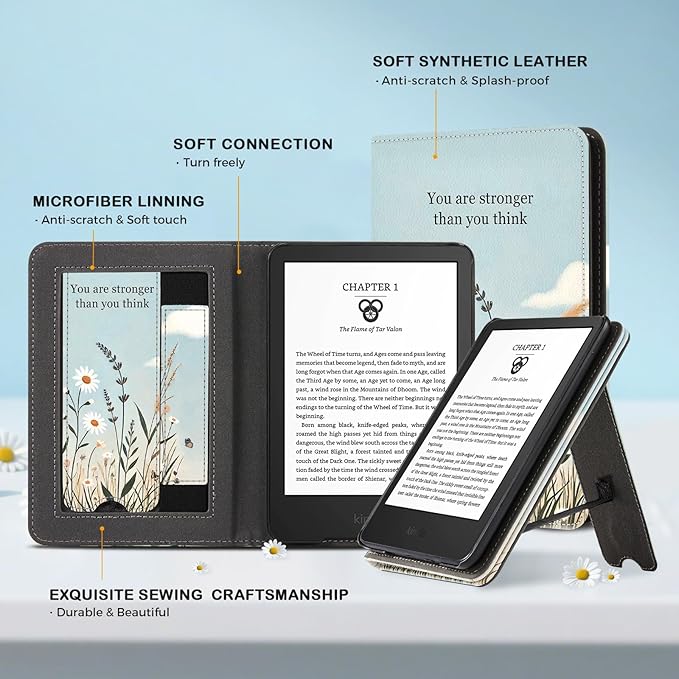 CoBak Case for 6 E-Reader - PU Leather Smart Cover with Auto Sleep/Wake &amp Hand Strap not Compatible with Kobo ClaraTranquil Bloom