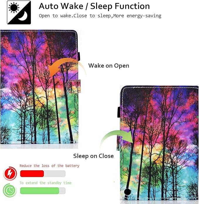 Smart Case for Amazon Fire HD 10 13th/11th Gen Fire HD 10 Plus(Pro) 2021/2023 Techcircle Slim Folio Stand Magnetic Flip Cover with Card Slots+Pen Holder Auto Sleep/Wake Colorful Forest