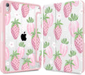 May Chen Case for iPad Air 13 Inch M4 2026 M3 2025 M2 2024 [Built-in Pencil Holder] Shockproof Cover with Clear Transparent Back Shell Auto Sleep/Wake Cover Strawberries