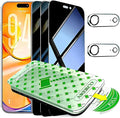 3+2Pack Privacy Screen Protector for iPhone 17 Air with Camera Lens Protector 9H+Tempered Full cover Glass Military Grade Shatterproof Anti Spy Auto Installation Frame