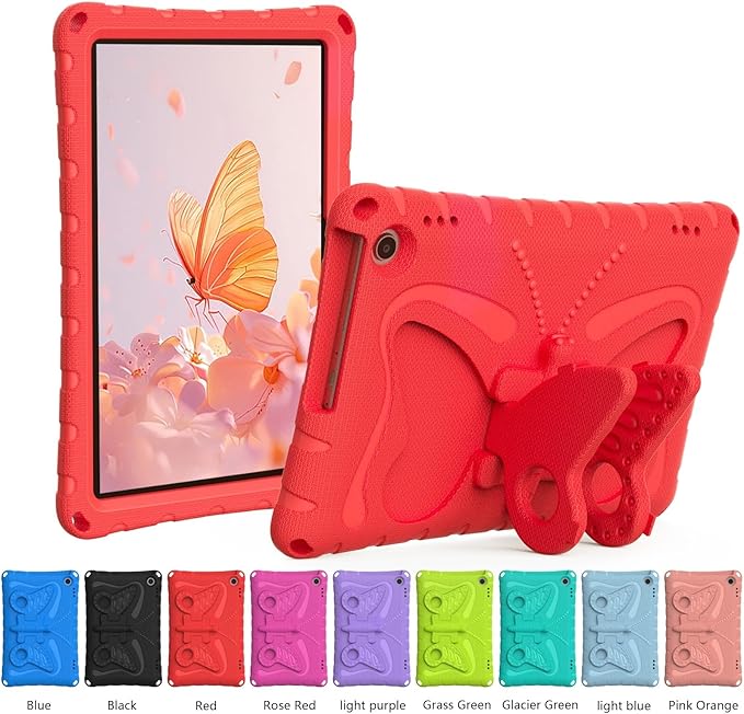 Kids Case Compatible with Kindle Fire HD 10 Tablet (13th/11th Generation 2023/2021 Release) Lightweight Shockproof Case EVA Foam Cover with Shoulder Strap &amp Stand Cover for Boys Girls(Red)