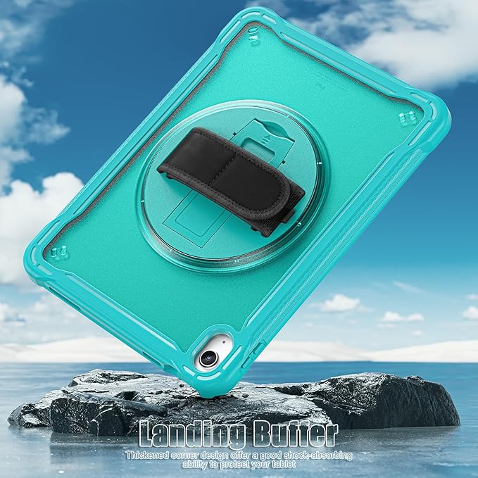 Case for iPad (A16) 11th/10th Generation 2025/2022 11/10.9 inch Rugged Shockproof Protective Cover with Screen Protector 360° Rotating Hand Strap&ampStand Pencil Holder Blue