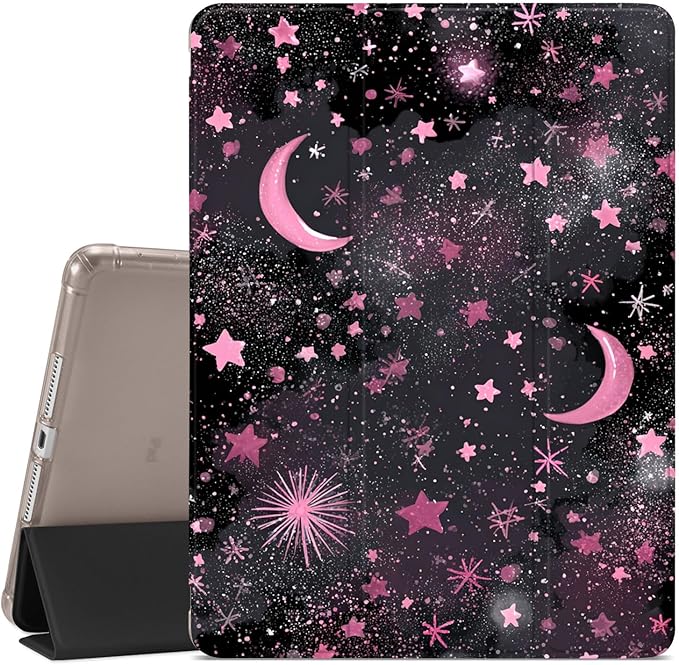 JOYLAND Starry Sky Case for iPad 9th/8th/7th Generation 10.2 Inch (2021/2020/2019 Release) Pencil Holder &amp Clear Transparent Soft TPU Back &amp Trifold Smart Tablet Cover for Girls Women