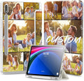Custom Pictures Personalized Case for Samsung Galaxy Tab S8+/S8 Plus 12.4inch(2022) Built-in Pencil Holder Customized Photo Galaxy Tablet Case with Shockproof Protective Cover Clear PC Back Shell