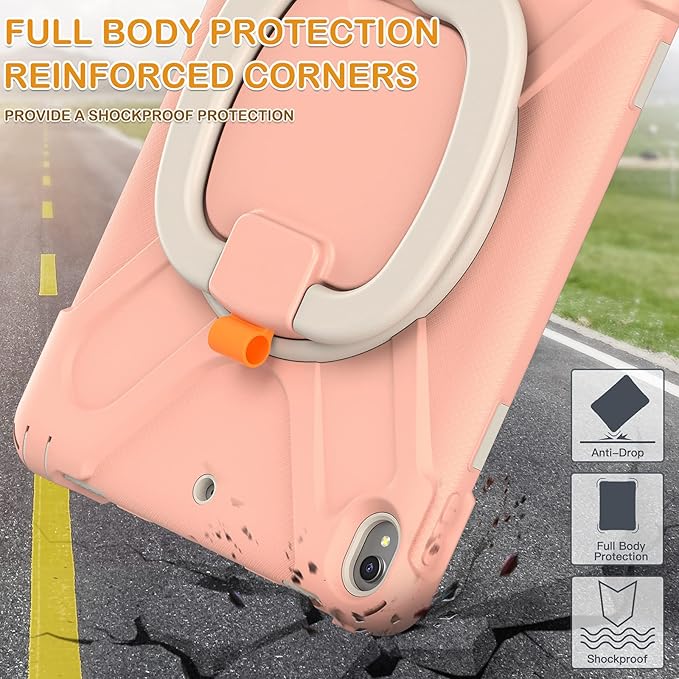 BRAECN Case for iPad Air 3 [Full-Body] [Drop-Proof] Silicone Case with 360°Rotating Hand Grip/Pencil Holder/Shoulder Strap/Stable Kickstand for iPad Air 3rd Generation 2019/ Pro 10.5 2017-Rose Gold