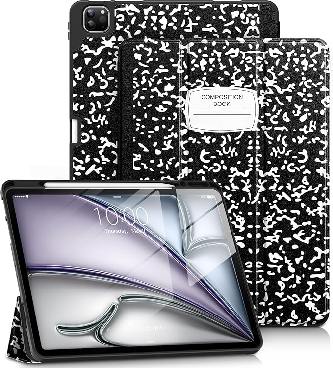 DTTO for iPad Air 13 Inch Case M4/M3/M2 2026/2025/2024 iPad Pro 12.9 Inch Case (6th/5th/4th/3rd Gen) Smart Slim Trifold Stand Soft Cover with Pencil Holder Book