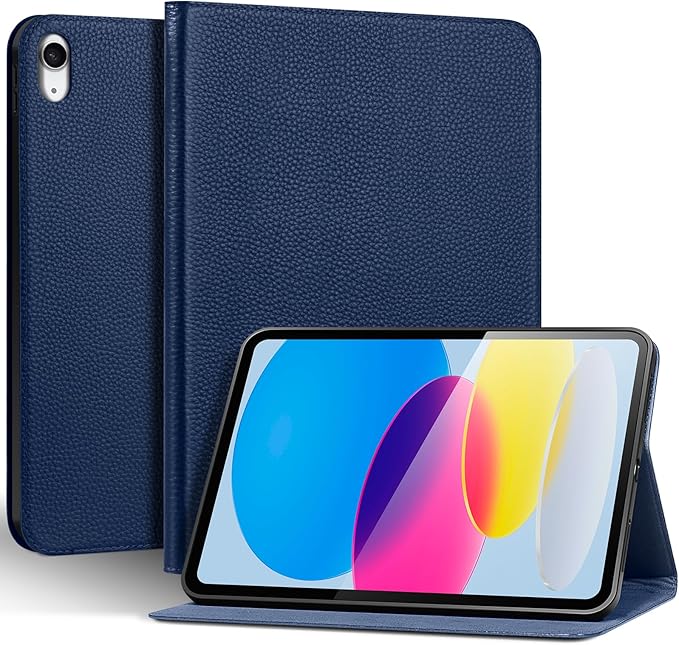 Genuine Leather Case for iPad 11th Gen 11 (2025/A16) &amp 10th Gen 10.9 (2022) | Slim Protective Cover with Adjustable Stand Auto Wake/Sleep Premium Leather | Blue