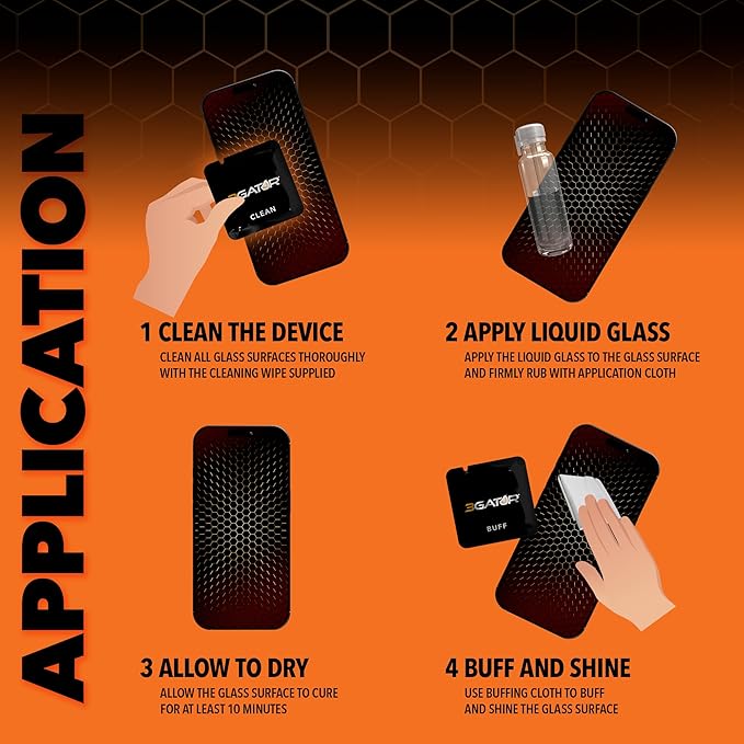 3GATOR by cellhelmet Liquid Glass Wipe On Extreme Glass Protection with $300 Repair Protection Guarantee | Made in the USA | Universal Screen Protector for Phones Smart Watches and Tablets | Scratch