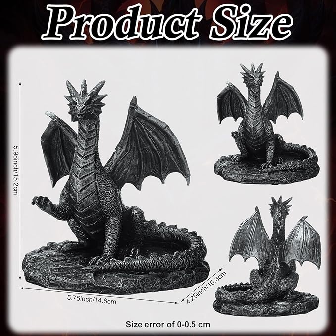 Gothic Dragon Cell Phone Holder Resin Gothic Standing Guardian Dragon Cell Phone Stand with Outstretched Arm for Medieval Decoration Desk Accessories Office 5.78 x 4.25 x 6 Inch