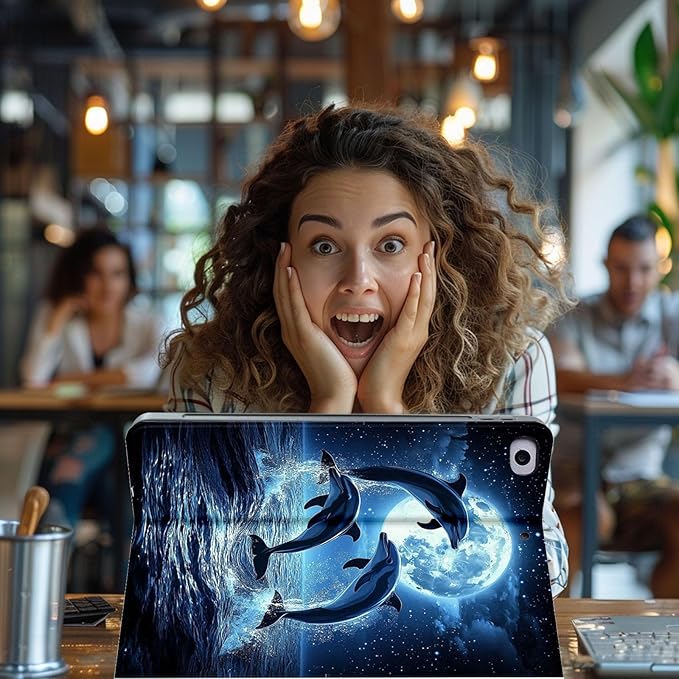 for Samsung Galaxy Tab A11 Plus 2025/ Tab A9 Plus 2023 11 inch Tablet CaseAuto Wake/SleepAdjustable Stand Protective Cover - Cute Dolphin