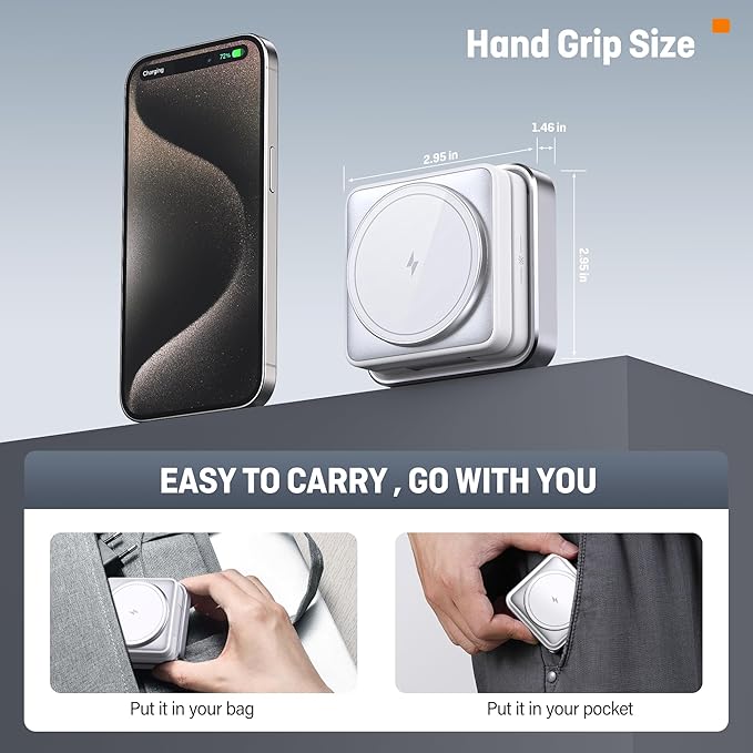 【2026 Upgraded】Wireless Charger 3 in 1 Foldable Wireless Charging Station with Light for Apple MagSafe Charger Travel Magnetic Charger for iPhone 17/16/15/14/13/12 Apple Watch AirPods (20W Adapter)