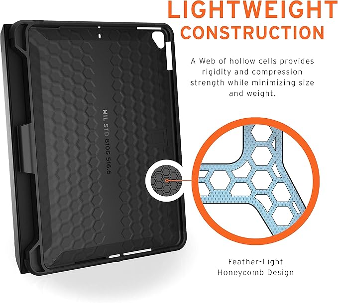 URBAN ARMOR GEAR UAG Designed for iPad 10.2 Case Black 9th Generation 2021 &amp 8th Gen 2020 w/Hand Strap Thin Slim Military Drop Tested Durable Protective w/Stylus &amp Pencil Holder Scout Series