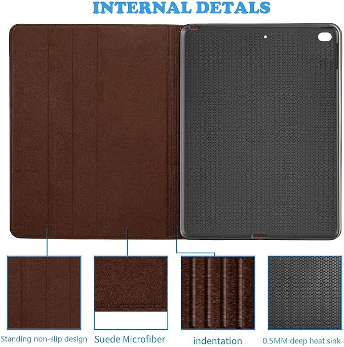 Gexmil Case for iPad 9.7 Inch6th/5th Generation(2018/2017)-iPad Air 2/1 Gen. Genuine Leather Cover Anti Fingerprint/SlipCowhide Folio Cover Auto Sleep/Wake with Adjustable StandButterfly Pattern