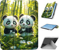 for iPad A16 (11th Generation) Case with Pencil Holder Foldable Y-Shaped Protective Cover Stylish Clear Multi-Angle Viewing &amp Auto Sleep/Wake Panda Cubs Bamboo Forest Tablet Case