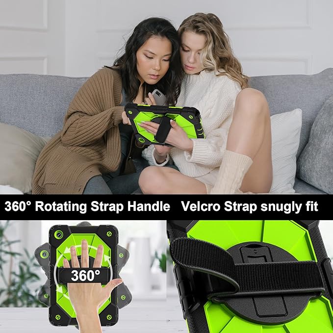 Case for Samsung Galaxy Tab A9+ 11 Inch 2023 (X210/X216/X218) Heavy Duty Shockproof Rugged 360 Rotating Hand Strap Protective Case for Galaxy Tab A9 Plus TabletBlack+Olivine
