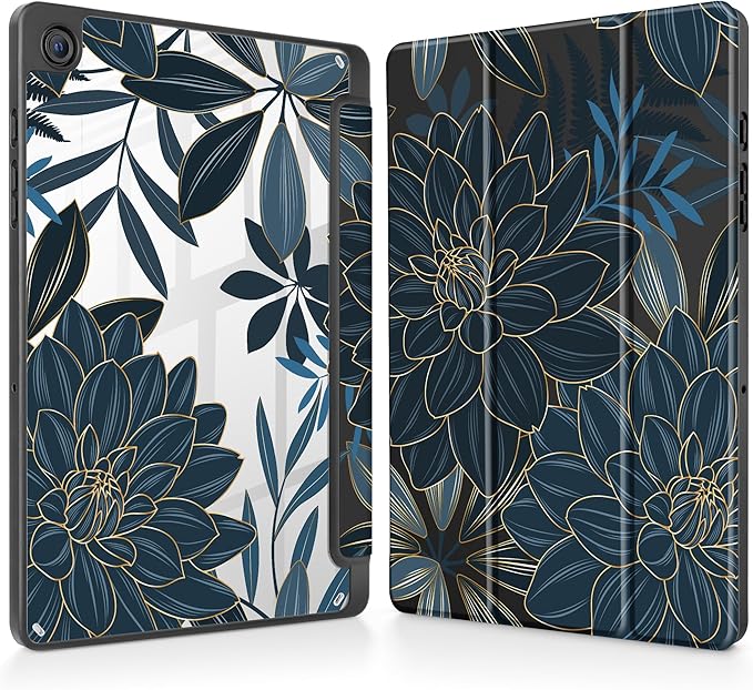 Tuiklol for Samsung Galaxy Tab A9+ Tablet 11” / A9+ Plus 2024 2023Buit-in S-Pen Holder with Clear Protective Cover Transparent Back Shell Auto Wake/Sleep Samsung Tab A9 Plus CoverBlack Flower