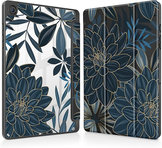 Tuiklol for Samsung Galaxy Tab A9+ Tablet 11” / A9+ Plus 2024 2023Buit-in S-Pen Holder with Clear Protective Cover Transparent Back Shell Auto Wake/Sleep Samsung Tab A9 Plus CoverBlack Flower