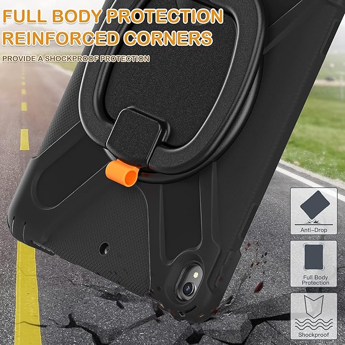 BRAECN Case for iPad Air 3 10.5 2019 iPad Pro 10.5 Case 2017- Heavy Duty Silicone Cover with Pencil HolderRotating Hand GripCarrying Shoulder StrapStable Kickstand Fit for iPad Air 3rd Gen-Black