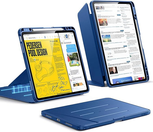 ESR for iPad Air 13 Inch Case M4/M3/M2 (2026/2025/2024) Vertical Stand Cover Multi Stand Angles Ultra-Stable Case with Pencil Holder Flip Series Blue