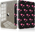 MEEgoodo Case for iPad A16 11th Generation 2025/10th Generation 2022 Glitter Tablet Cases with Transparent Acrylic Back+Trifold Stand +Pencil Holder+Auto Wake/SleepPink Hearts