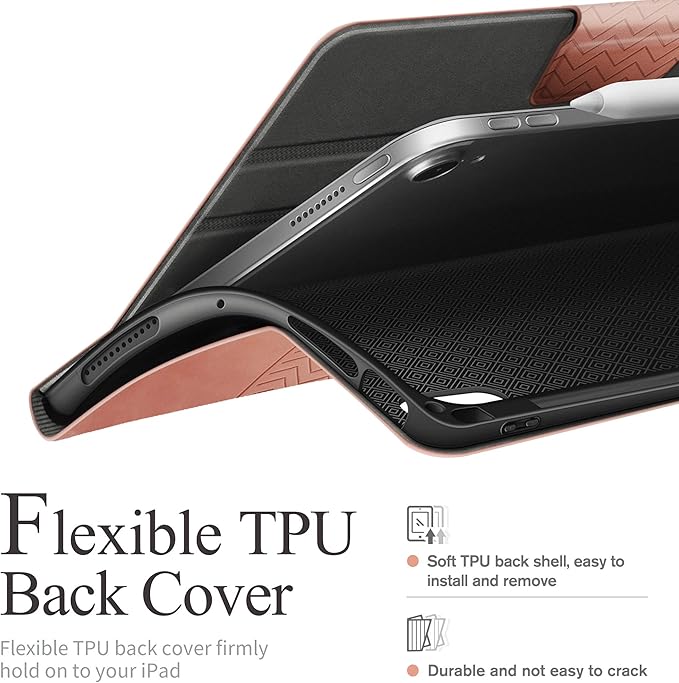 auaua Case for iPad Air 11 Inch M4/M3/M2 (2026/2025/2024) iPad Air 5th/4th Generation (2022/2020) with Pencil Holder Auto Sleep/Wake Adjustable Angle (Pink)