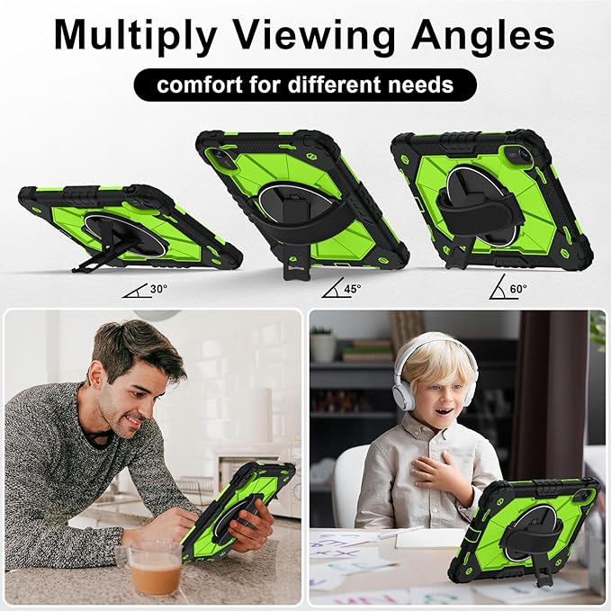 Case for Xiaomi Redmi Pad 2 Pro 12.1 inch (2025) TabletHeavy Duty Cover Rugged Shockproof Protective Case w/Kickstand Cover for Redmi Pad 2 Pro 12.1 inch (Black/Green+2 Glass)