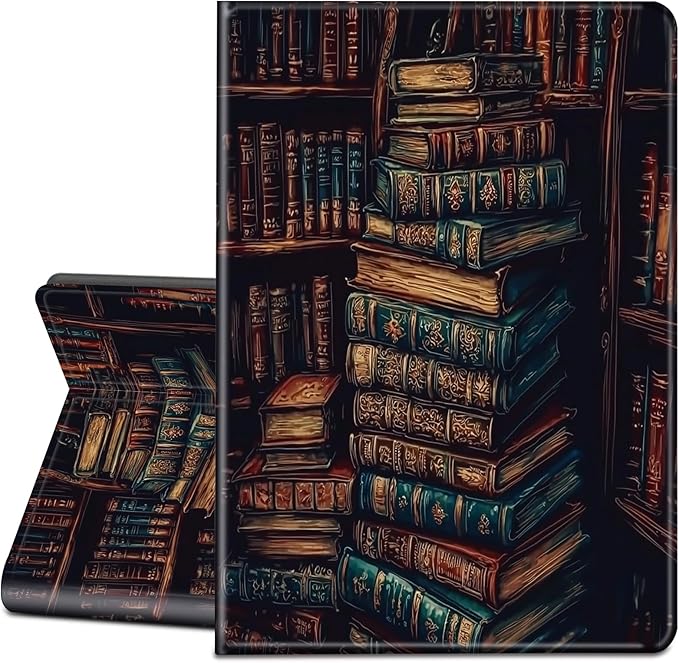 for Amazon Fire HD 8 Tablet Case (12th/10th Generation 2024/2022/2020 Release)-Slim PU Leather Adjustable Stand Smart Cover with Auto Wake/SleepLibrary