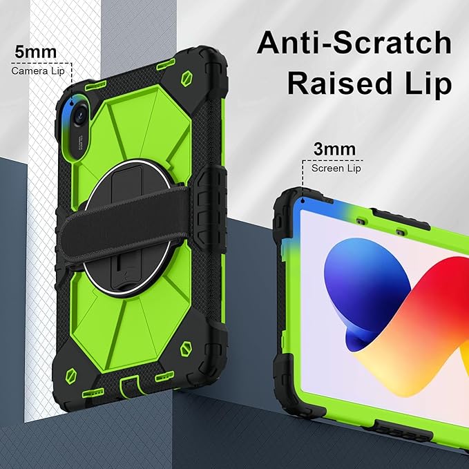 Case for Xiaomi Redmi Pad 2 Pro 12.1 inch (2025) TabletHeavy Duty Cover Rugged Shockproof Protective Case w/Kickstand Cover for Redmi Pad 2 Pro 12.1 inch (Black/Green+2 Glass)