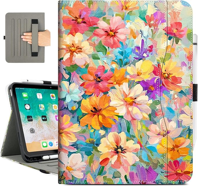 Vimorco Case for iPad (A16) 11th Generation 11 inch (2025)for iPad 10th Gen 10.9 inch (2022)Pencil Holder&ampHand Strap&ampPocketMultiple Stand Protector Folio CoverAuto Wake/SleepOil Painting