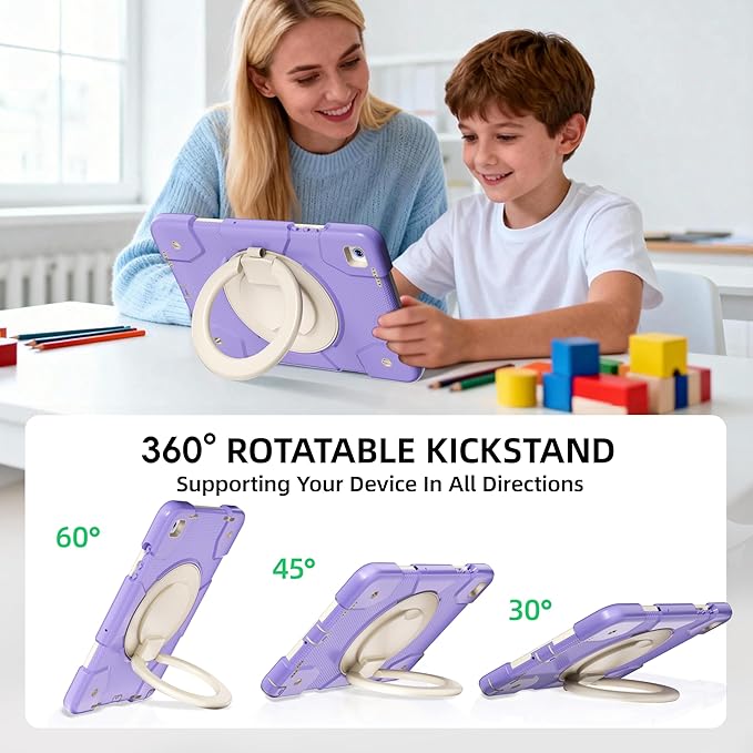 Case for Samsung Galaxy Tab A9+/A9 Plus Case 11 Inch with Screen Protector/360° Rotating Stand/Pen Holder/Shoulder Strap Shockproof Cover for Tablet A9+ 5g (Purple)
