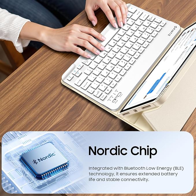 Fintie Keyboard Case for iPad Air 11-inch M4/M3/M2 (2026/2025/2024) iPad Air 5th/4th Generation (2022/2020) 10.9 Inch - Soft TPU Cover w/Magnetically Detachable Bluetooth Keyboard Starlight