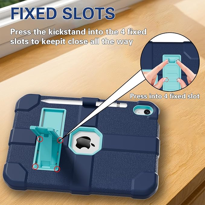 Case for iPad (A16) 11th Generation 11 Inch 2025 / iPad 10th Generation 10.9 Inch 2022 Rugged Heavy Duty Protective Cover [Built-in Pencil Holder ] for iPad 11/10 Gen (NavyBlue)