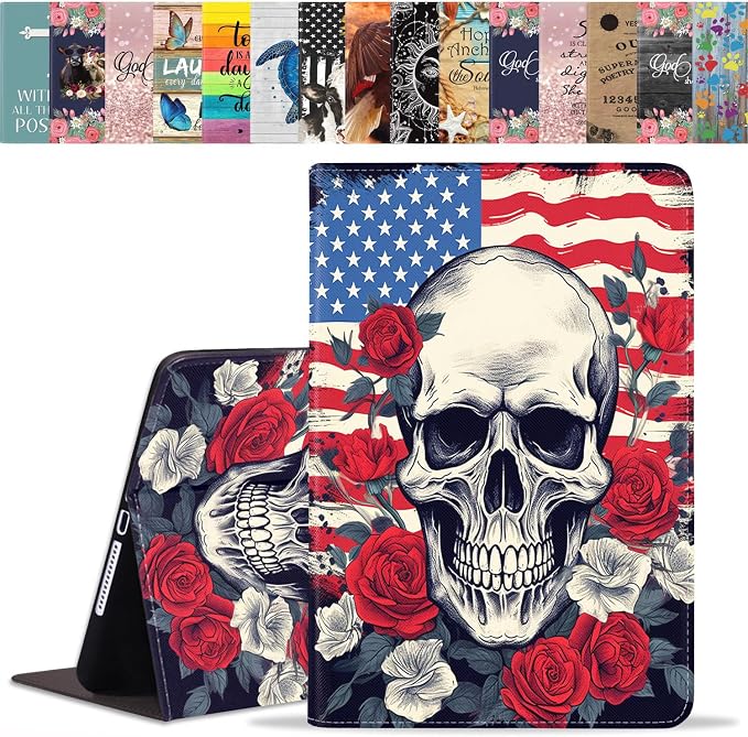 American Flag Skull Roses
