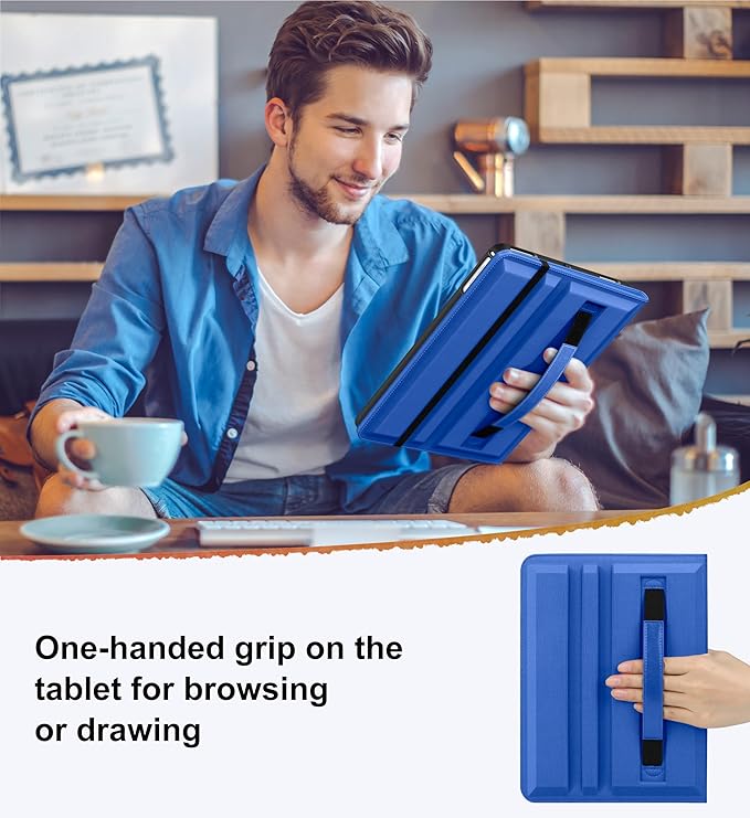 DTTO for iPad 6th / 5th Generation 9.7 Inch (2018/2017) iPad Air 2 / Air 1 Case 360 Degree Rotating Premium Leather Folio Stand Cover with Pencil Holder Royal Blue