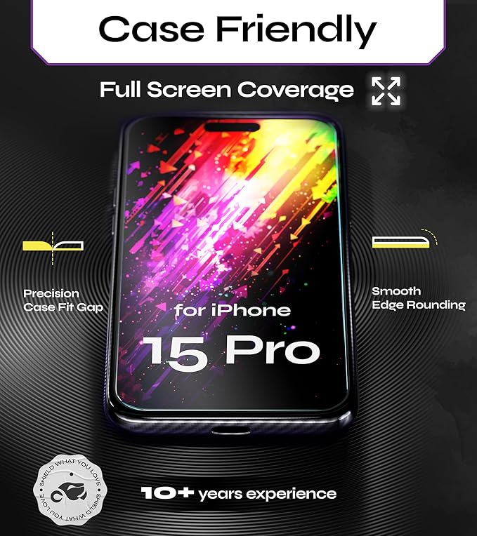 Defenslim for iPhone 15 Pro Privacy Screen Protector (2Pack) Easy Auto-Dust &amp Align Install Kit 6.1 Tempered Glass 9H Hardness Privacy Protection Case Friendly SpyShield
