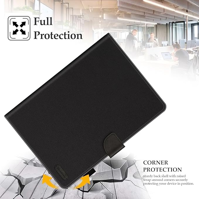 Leather Case Compatible with Samsung Galaxy Tab Active 5 5G 8.0 2024 Tactical Edition Protective Cover with Inner TPU Silicone Shell Built-in Stand and Rugged Drop-Proof(Black)