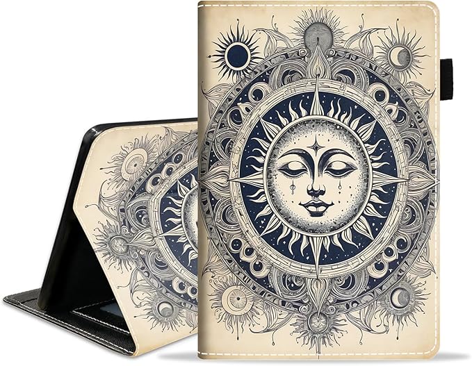 Case for Amazon Fire HD 10/HD 10 Plus Tablet 10.1 (13th/11th Generation 2023/2021 Release) Slim PU Leather Cover with Card Slot &amp Auto Wake/Sleep Mysterious Boho Sun and Moon