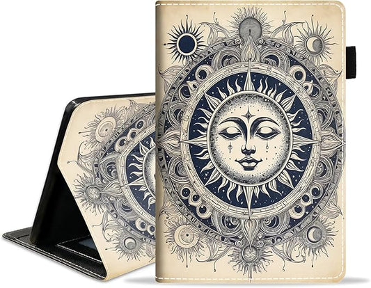 Case for Amazon Fire HD 10/HD 10 Plus Tablet 10.1 (13th/11th Generation 2023/2021 Release) Slim PU Leather Cover with Card Slot &amp Auto Wake/Sleep Mysterious Boho Sun and Moon