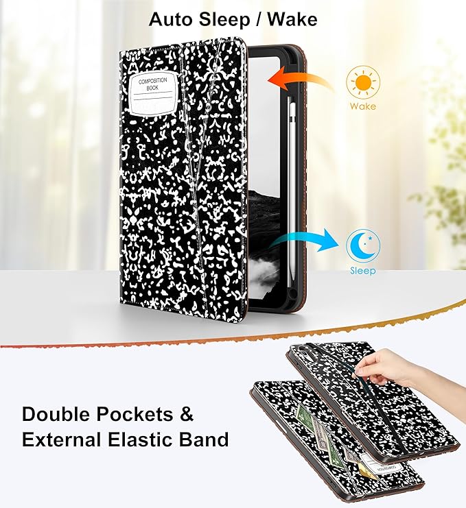 DTTO for iPad A16 Case iPad 11th / 10th Generation Case (2025/2022) 360 Degree Rotating Premium Leather Folio Stand Cover with Pencil Holder New Book