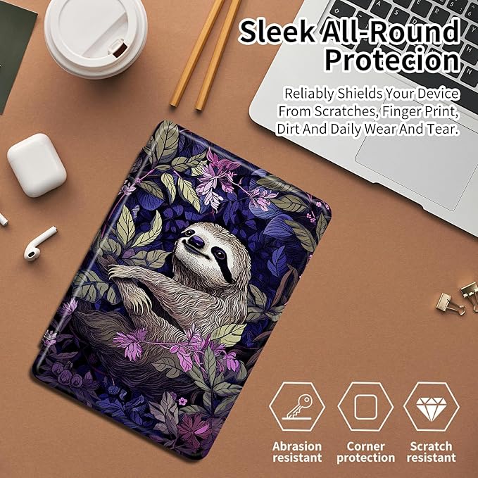 Case for Amazon Kindle Fire HD 8 Tablet (7th/8th Generation 2017/2018 Release)360 Degree Rotating Swivel Stand Protective Cover for Fire HD 8 TabletWhite Sloth