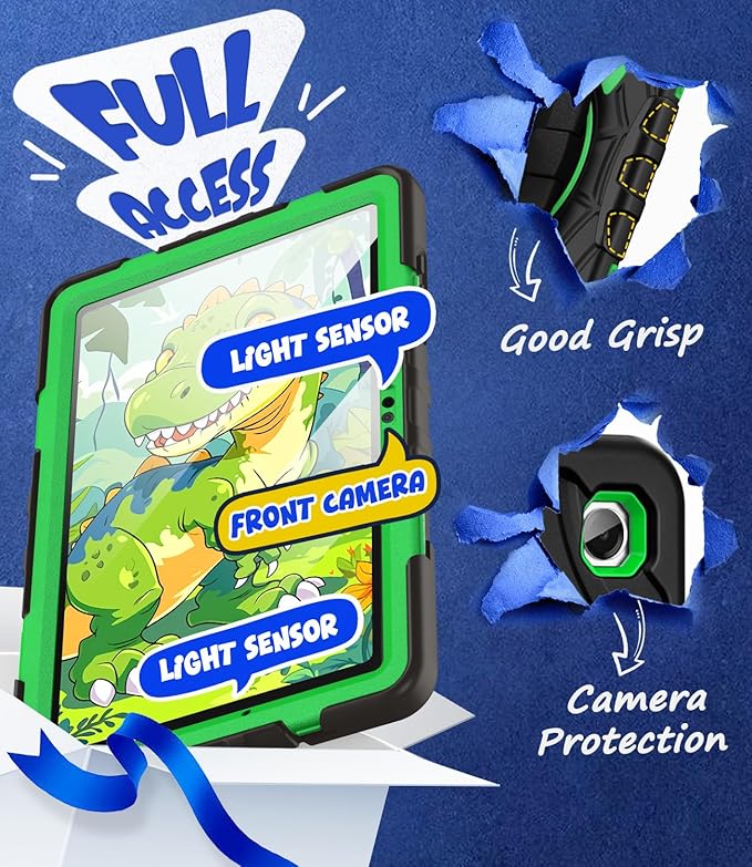 Grifobes Case for Samsung Galaxy Tab A11+ / A9+ Plus 11 inch 2026/2024 Full Body Protection with Screen Protector/Rotating Stand Hand/Shoulder Strap for 11” Tablet Cover Black+Green