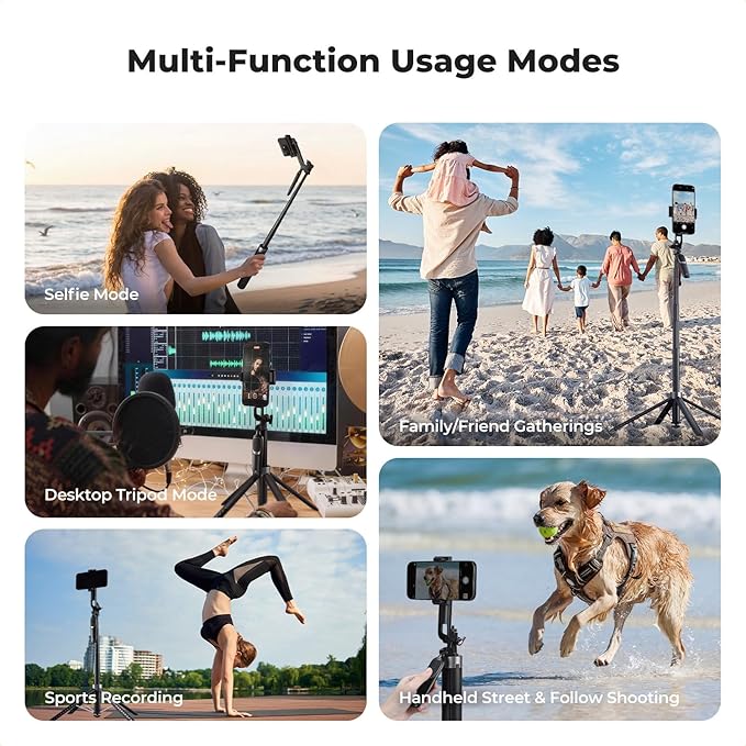 K&ampF CONCEPT 71 Phone Tripod Auto Open Selfie Stick with 4 Legs &amp Stabilizing Handle 360° Rotation Cell Phone Tripod Stand with Wireless Remote Control Compatible with iPhone Android Came
