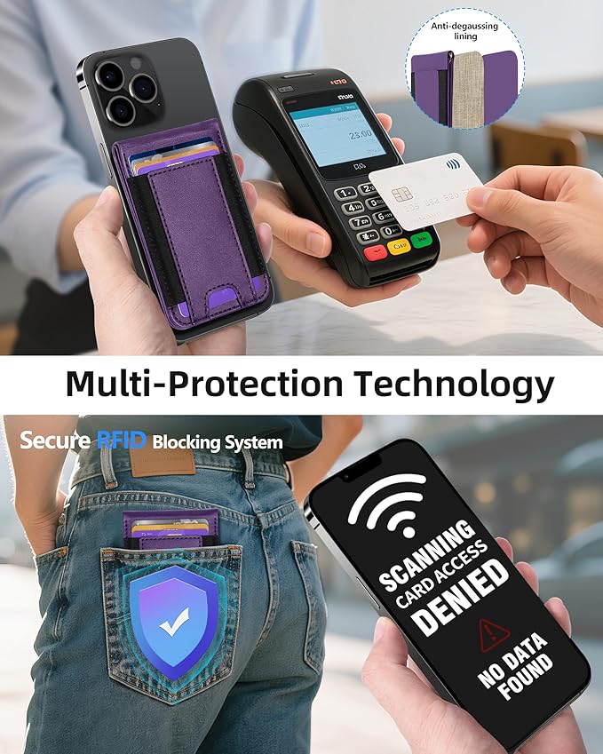 ExtreLife for MagSafe Wallet with Money Clip Stronger Magnetic Wallet for iPhone 17/16/15/14/13/12 Series RFID Blocking for iPhone Wallet with Stand ID Window &amp 8 Card Holder Purple