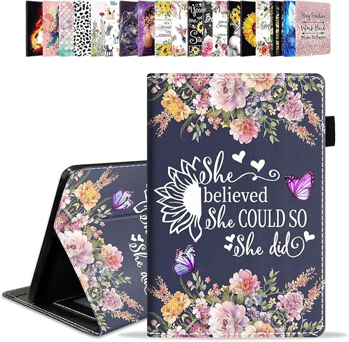 Case for All-New Kindle Fire HD 10 &amp 10 Plus Tablet 10.1 (13th/11th Gen 2023/2021 Release) She Believed She Could So She Did Inspirational Quote PU Leather Folio Case with Smart Auto Wake/Sleep